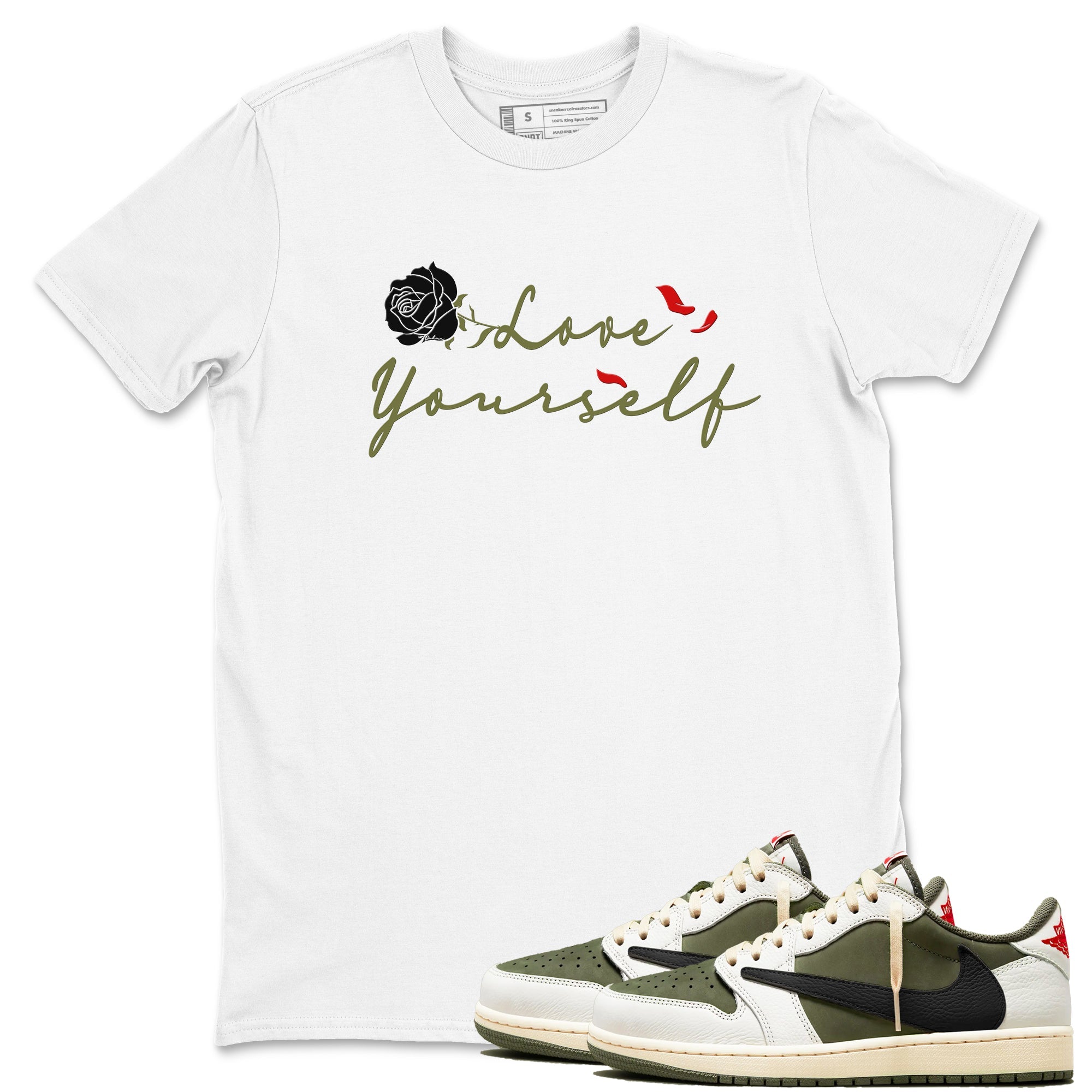 Love Yourself Sneaker Tees - Air Jordan 1 Travis Scott Medium Olive