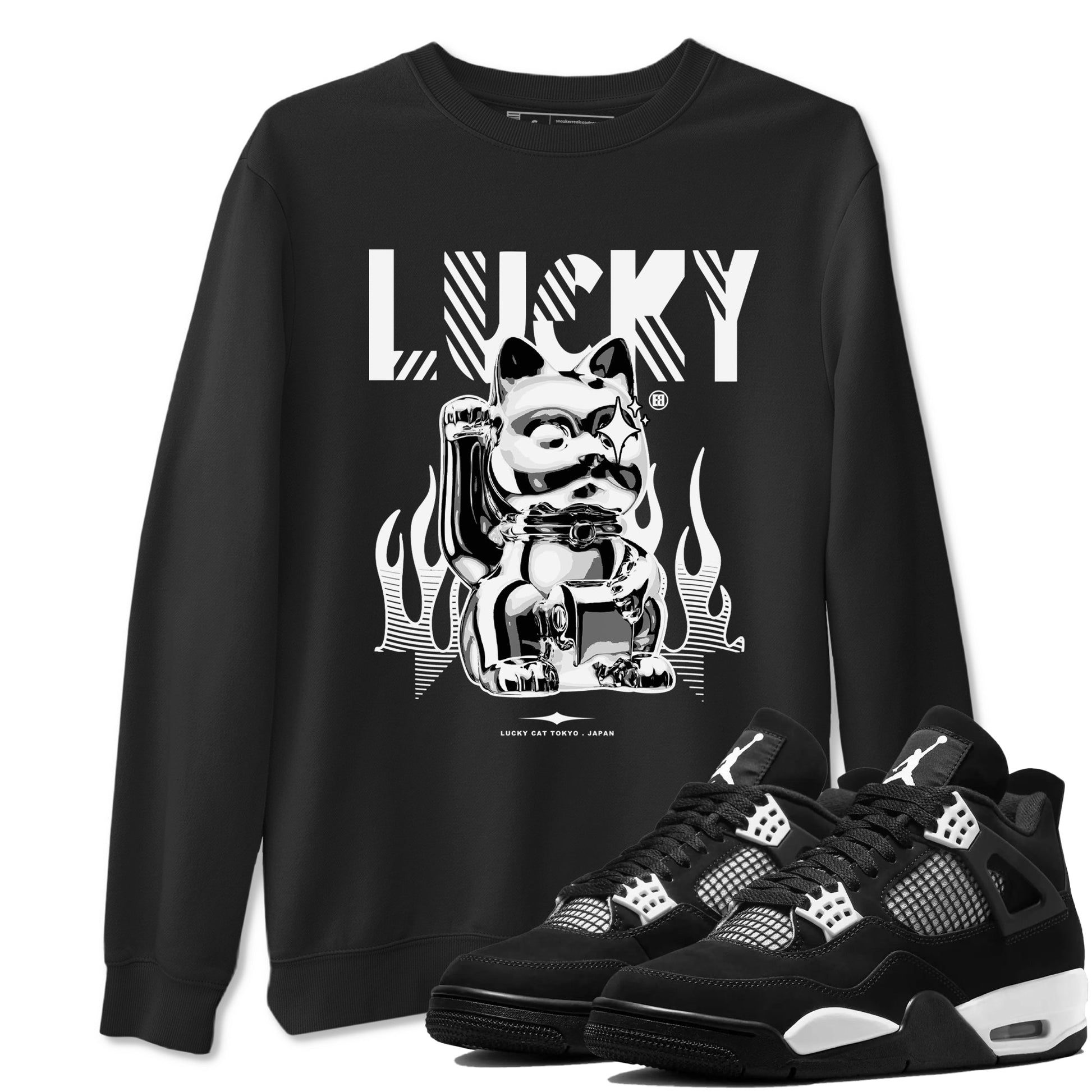 Lucky Cat Sneaker Tees - Air Jordan 4 White Thunder