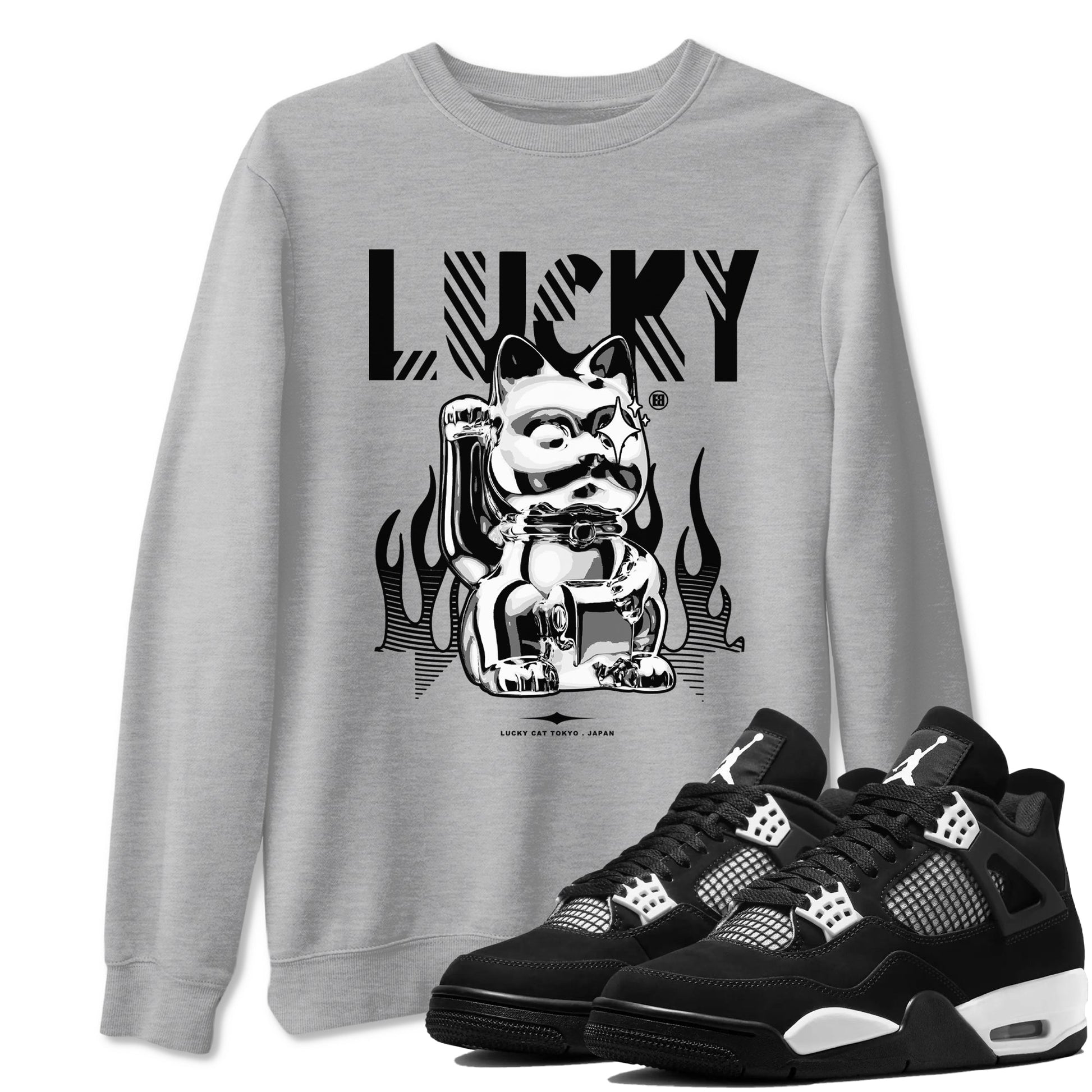 Lucky Cat Sneaker Tees - Air Jordan 4 White Thunder