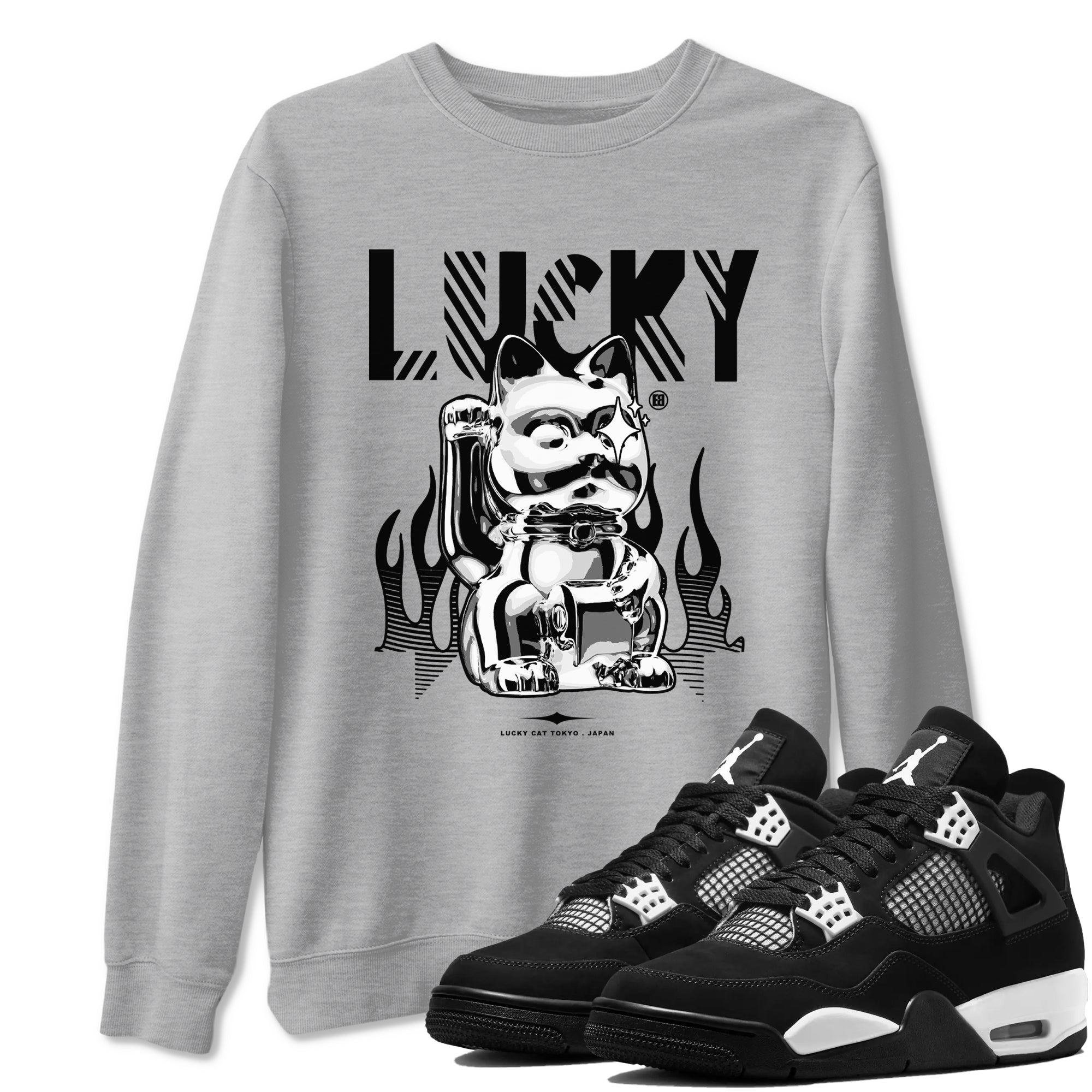 Lucky Cat Sneaker Tees - Air Jordan 4 White Thunder