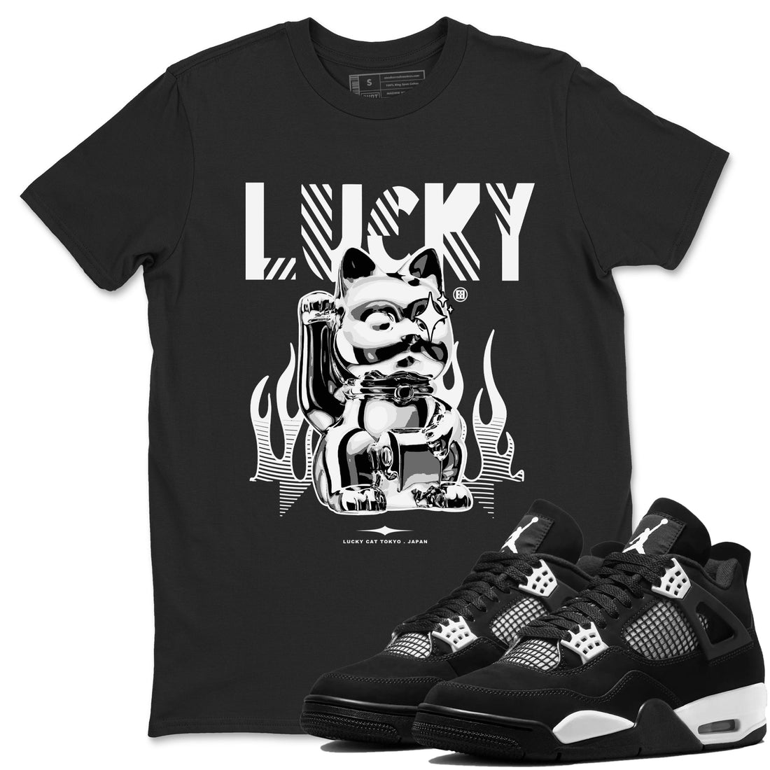 Lucky Cat Sneaker Tees - Air Jordan 4 White Thunder