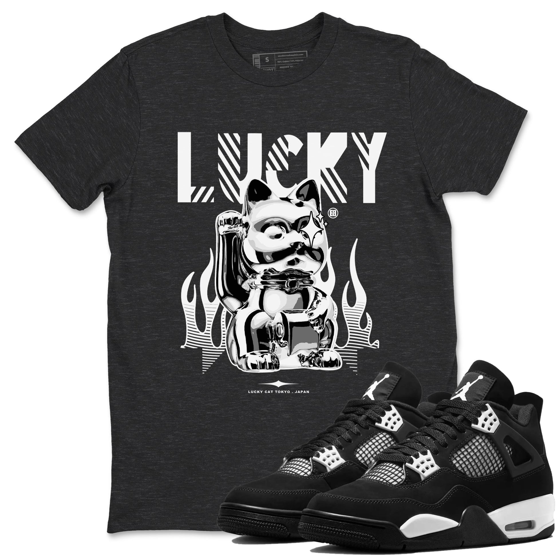 Lucky Cat Sneaker Tees - Air Jordan 4 White Thunder
