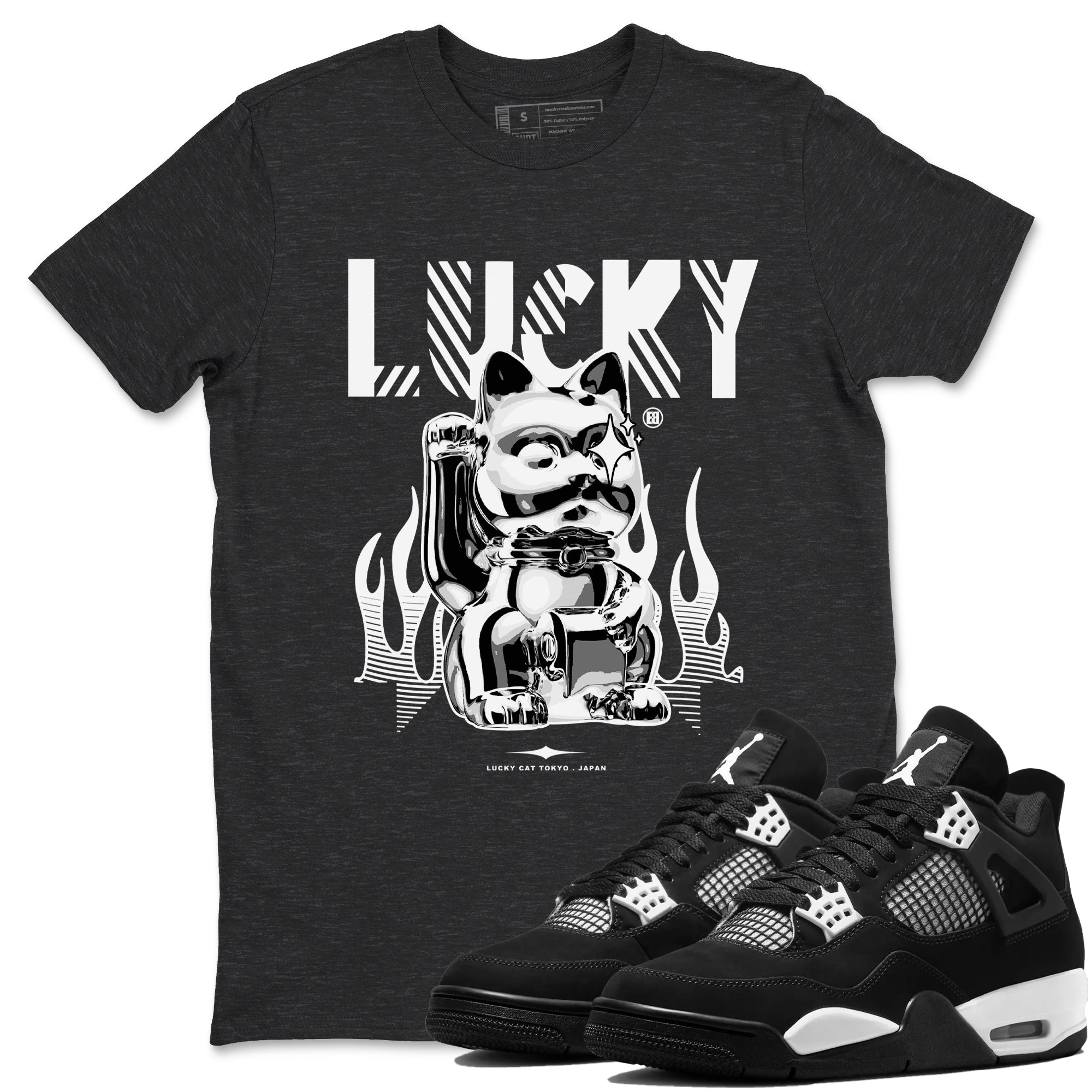 Lucky Cat Sneaker Tees - Air Jordan 4 White Thunder