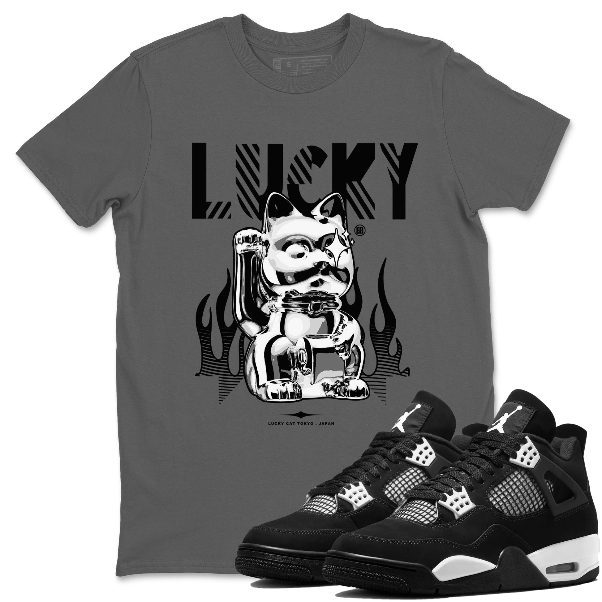 Lucky Cat Sneaker Tees - Air Jordan 4 White Thunder