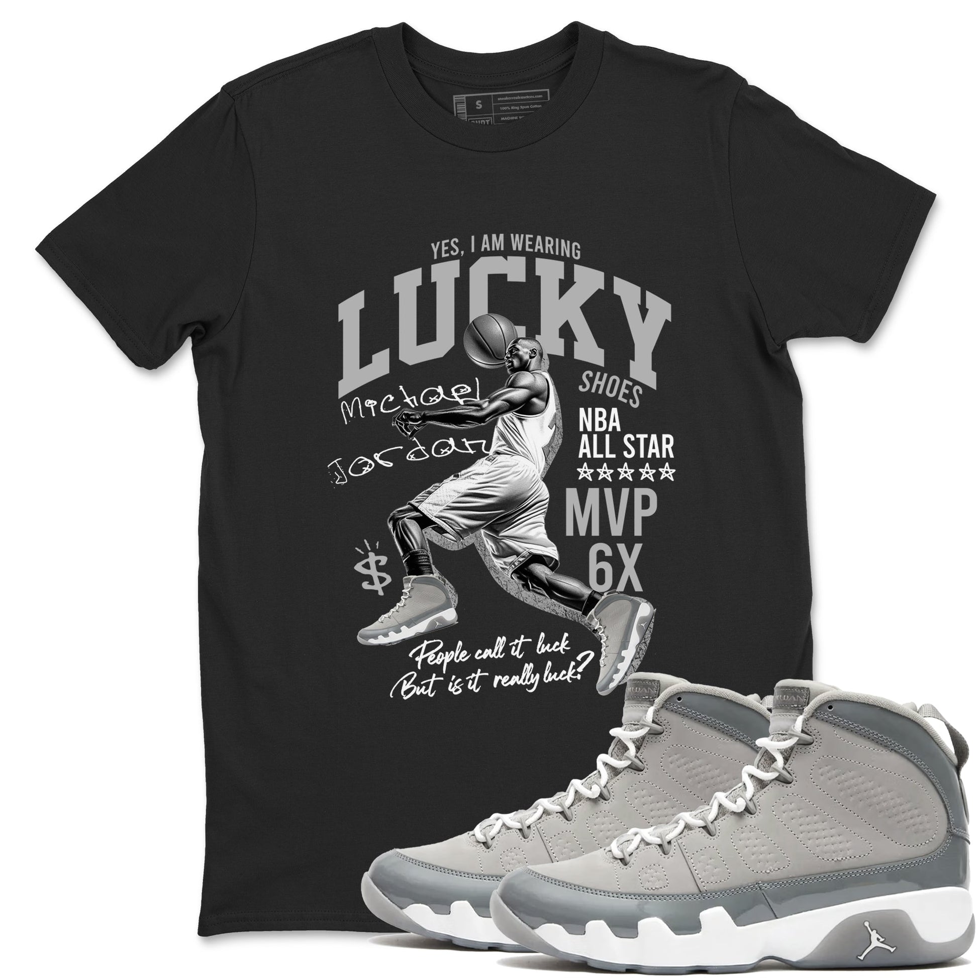 Lucky Player Sneaker Tees - Air Jordan 9 Cool Grey