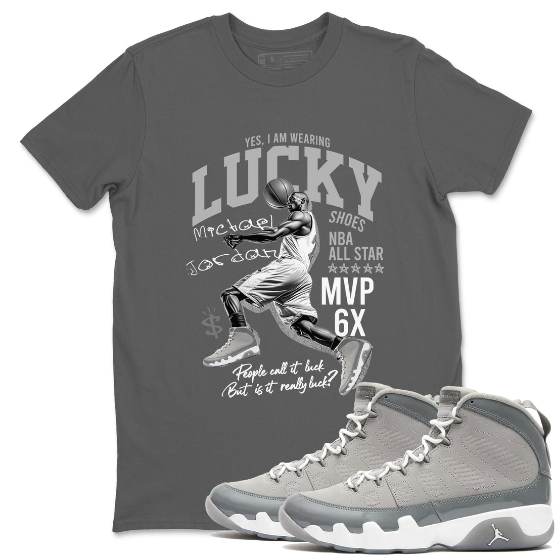 Lucky Player Sneaker Tees - Air Jordan 9 Cool Grey