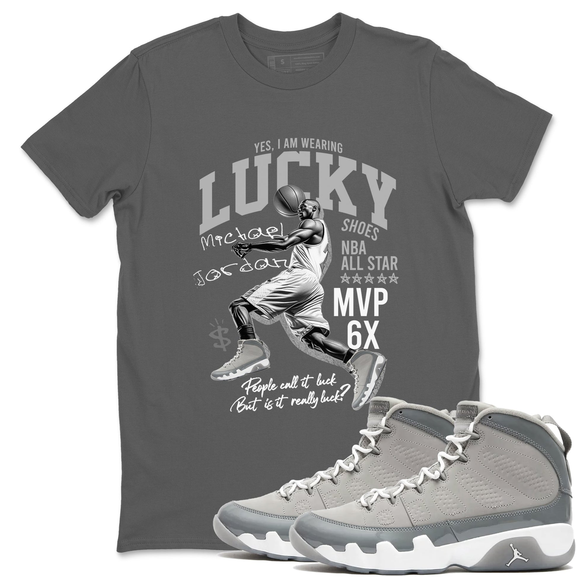 Lucky Player Sneaker Tees - Air Jordan 9 Cool Grey