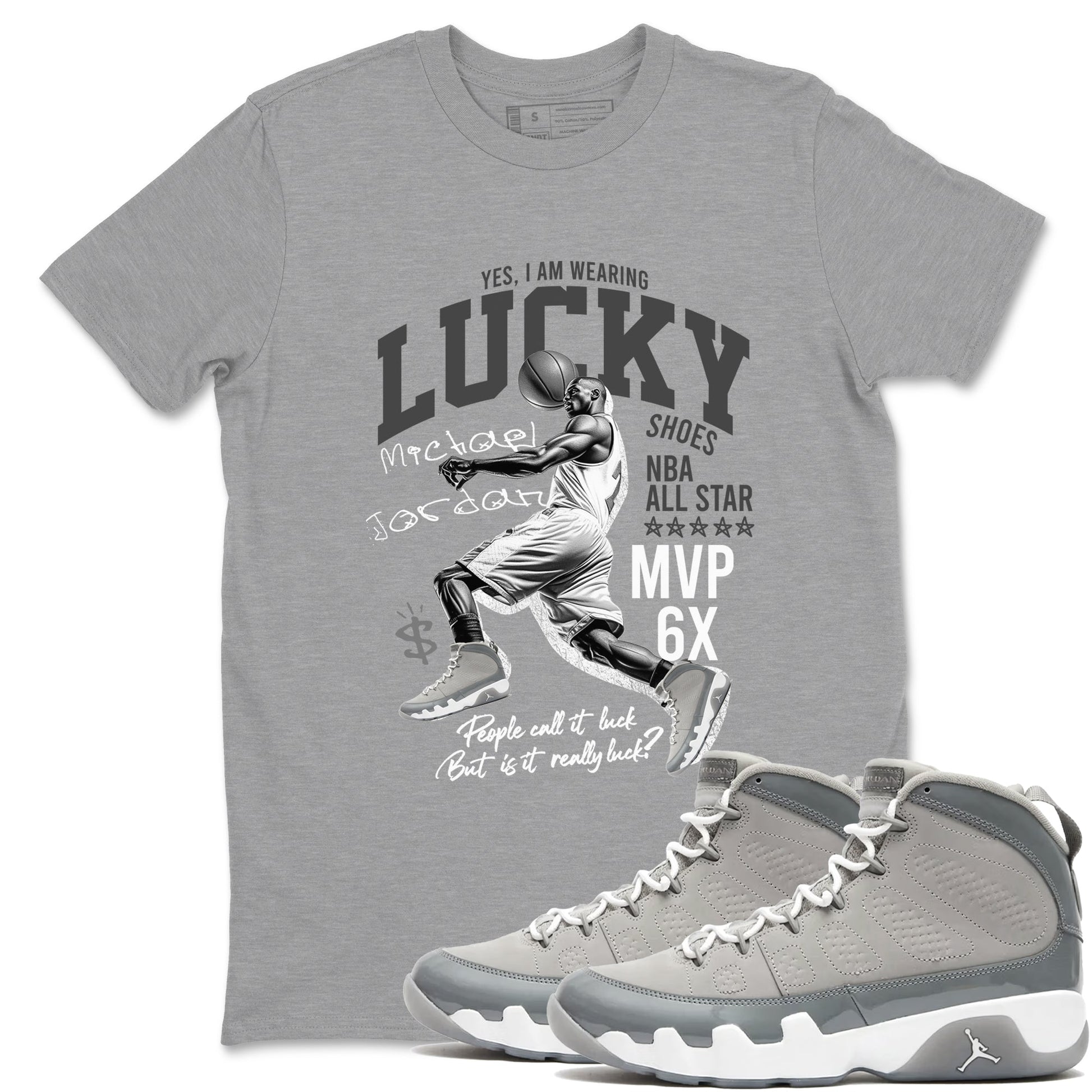 Lucky Player Sneaker Tees - Air Jordan 9 Cool Grey