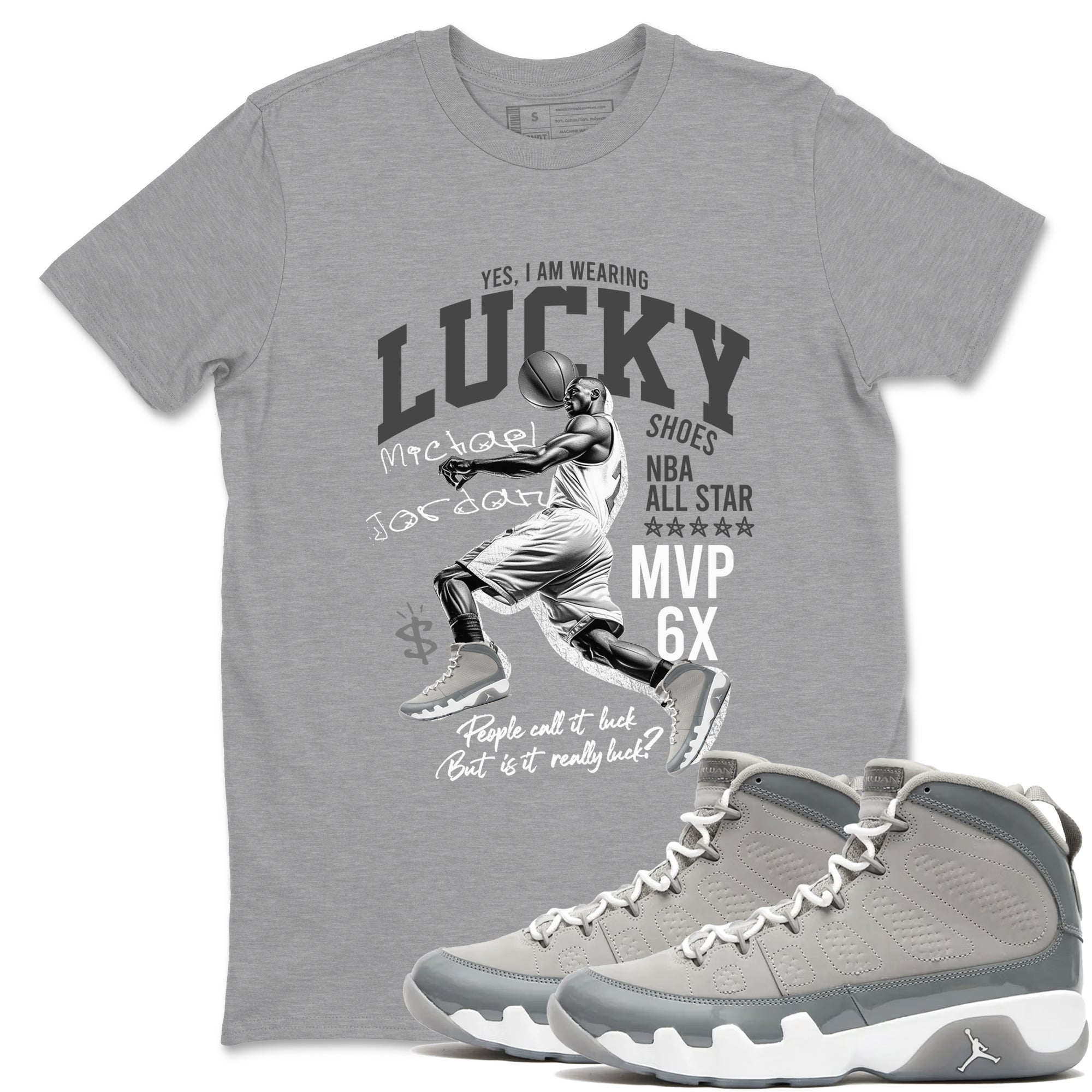 Lucky Player Sneaker Tees - Air Jordan 9 Cool Grey