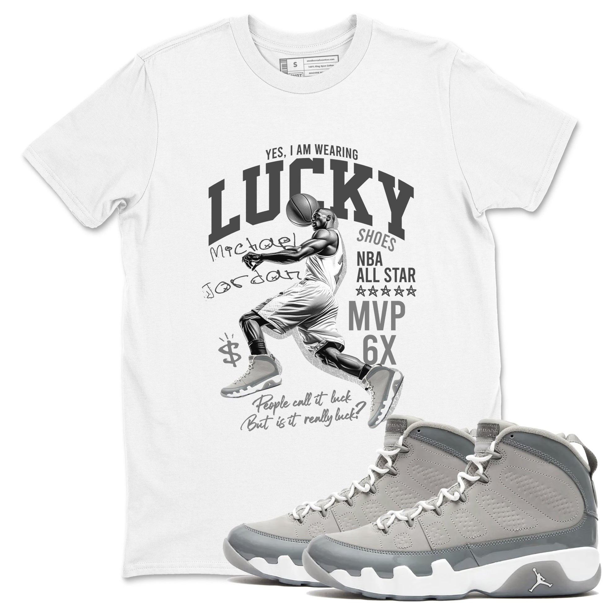 Lucky Player Sneaker Tees - Air Jordan 9 Cool Grey