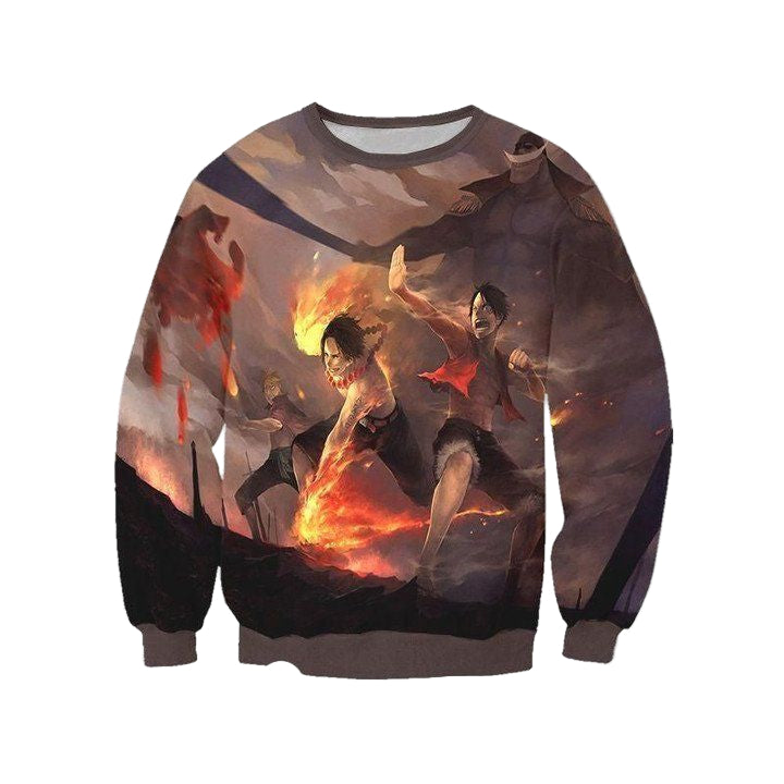 Luffy Fighting Sweater ? One Piece 3D Printed Sweater ? Usalast