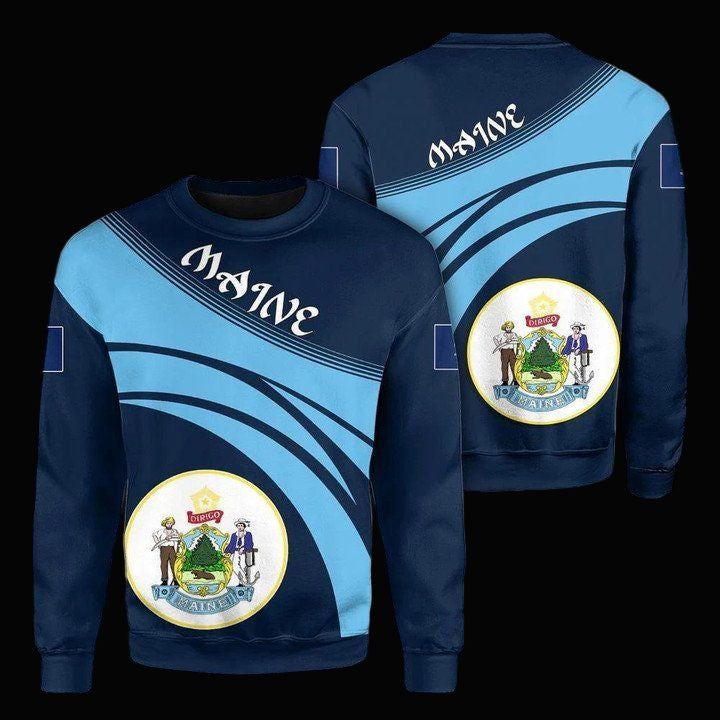Maine Coat Of Arms Sweater Cricket Style J5W ? Usalast