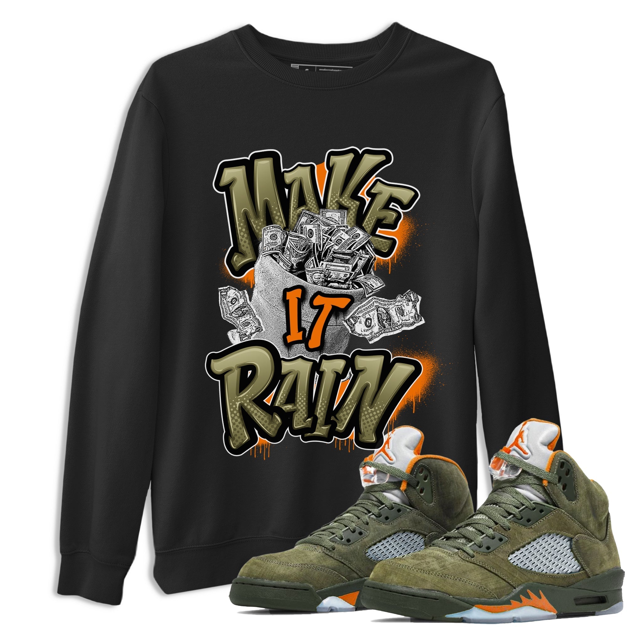 Make It Rain Money Sneaker Tees - Air Jordan 5 Olive