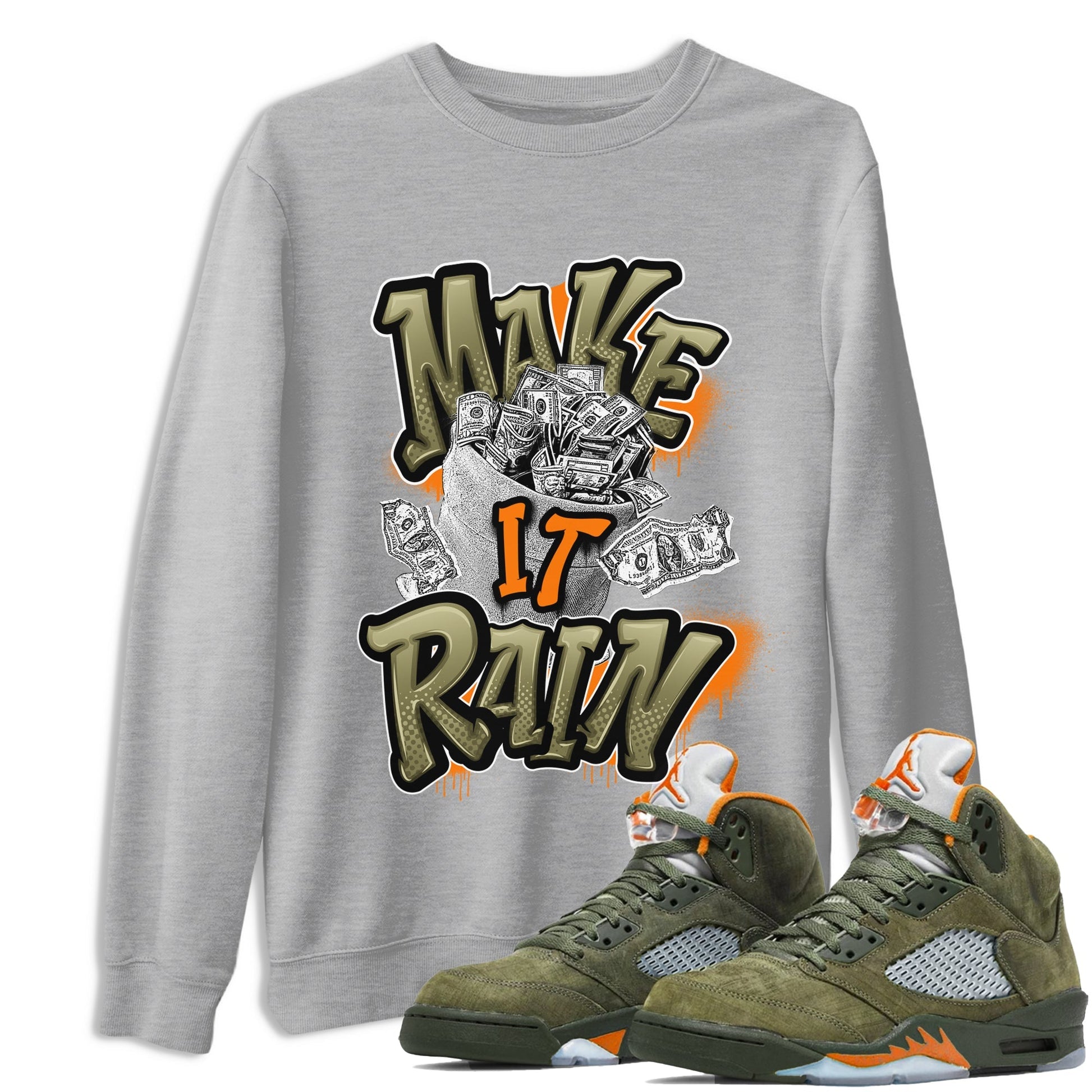 Make It Rain Money Sneaker Tees - Air Jordan 5 Olive