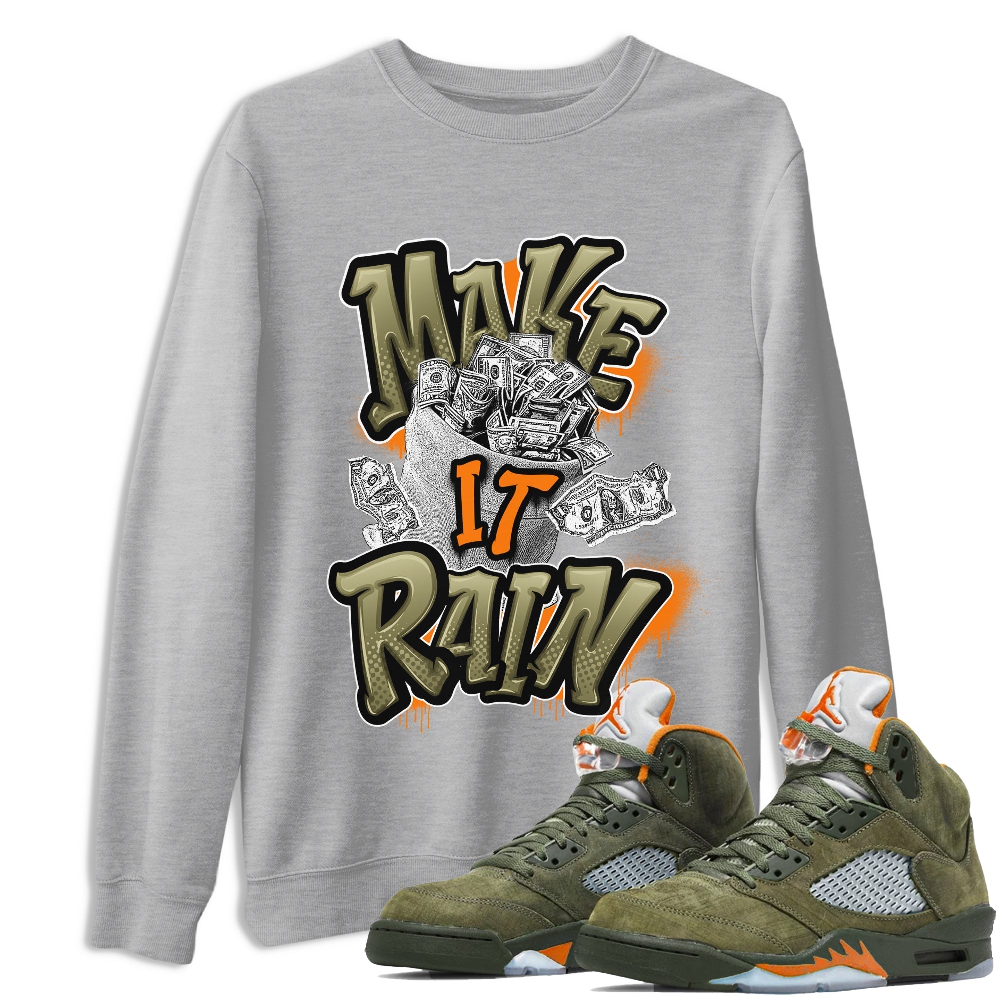 Make It Rain Money Sneaker Tees - Air Jordan 5 Olive