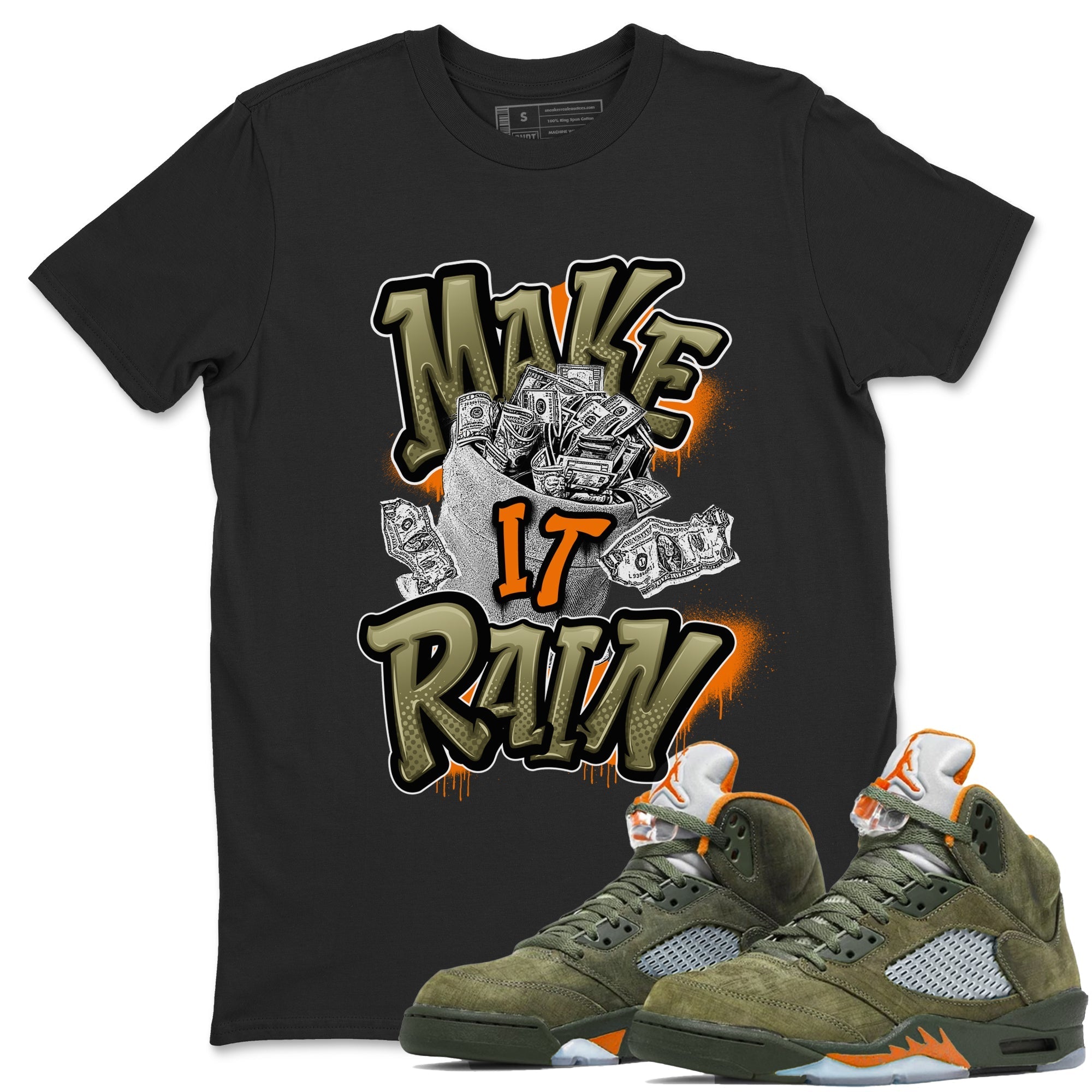 Make It Rain Money Sneaker Tees - Air Jordan 5 Olive