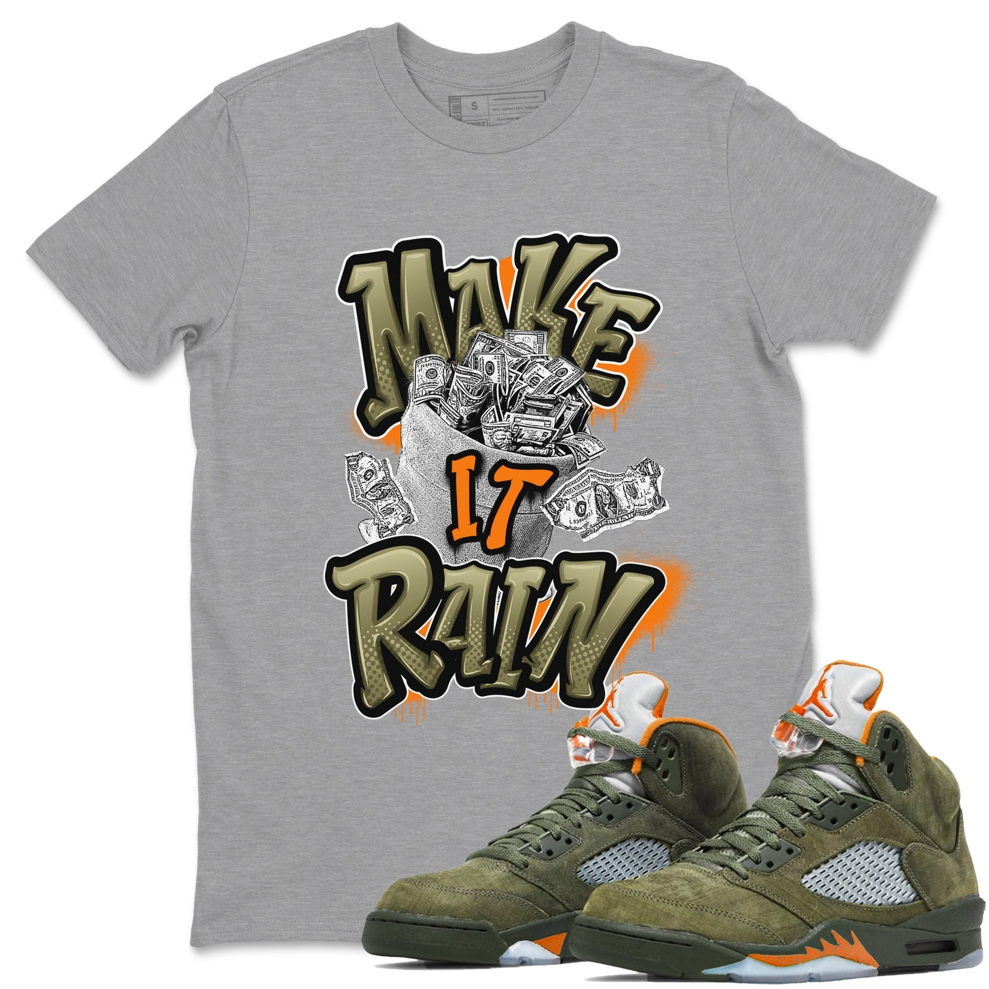 Make It Rain Money Sneaker Tees - Air Jordan 5 Olive