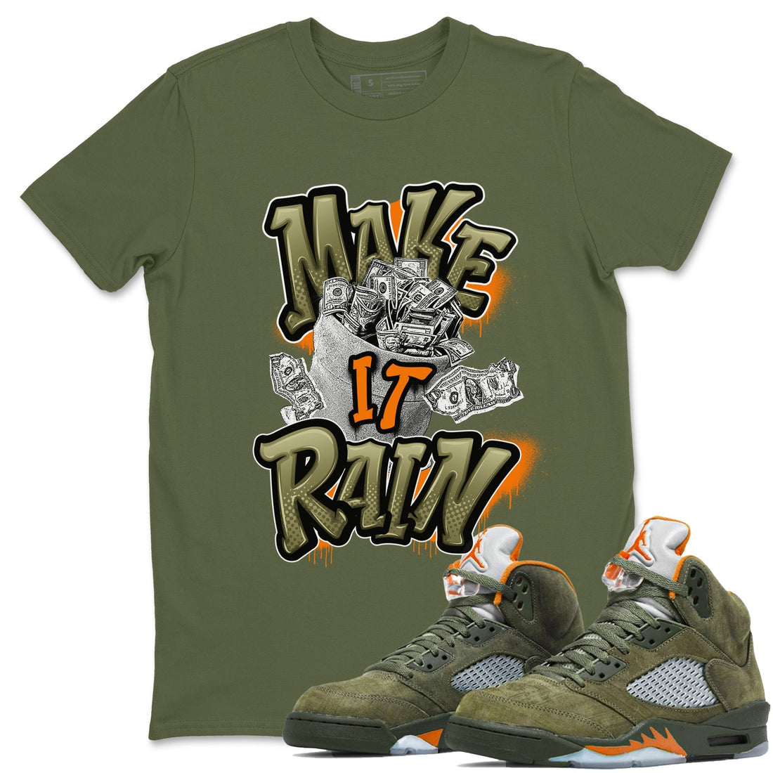 Make It Rain Money Sneaker Tees - Air Jordan 5 Olive