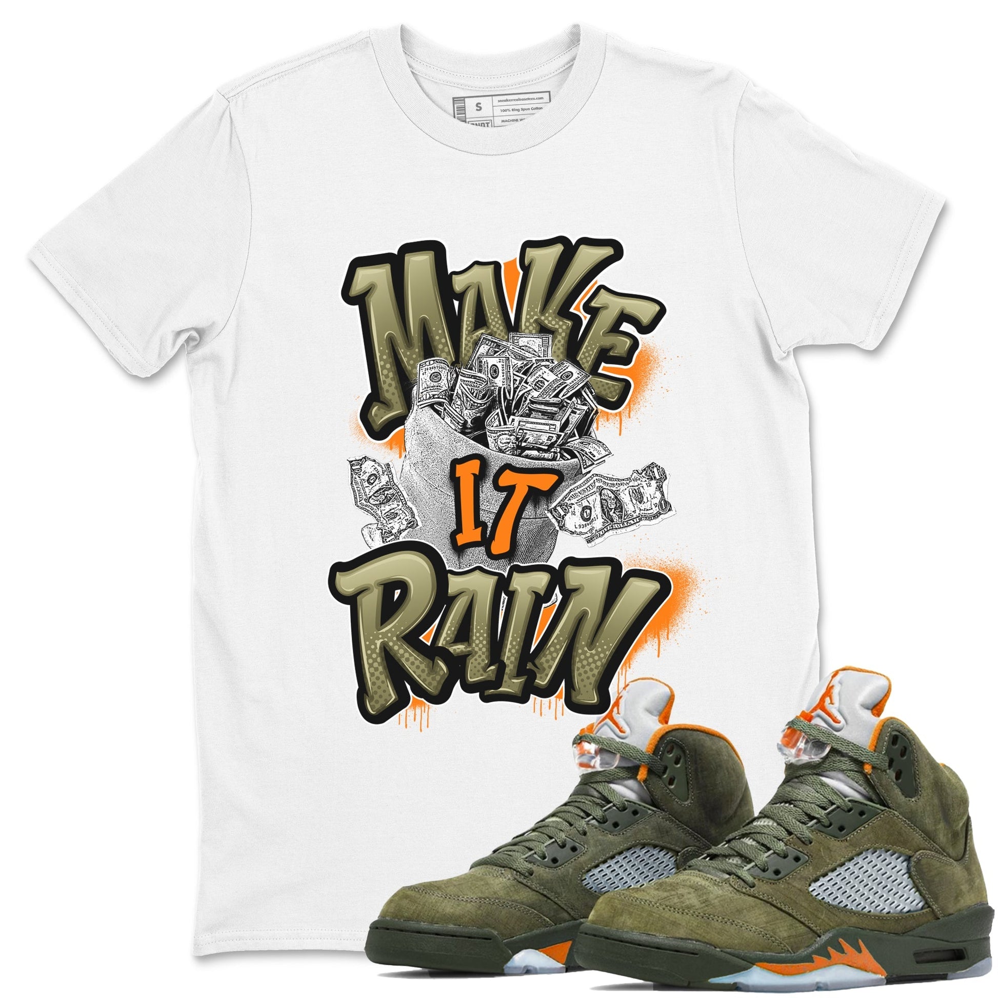 Make It Rain Money Sneaker Tees - Air Jordan 5 Olive