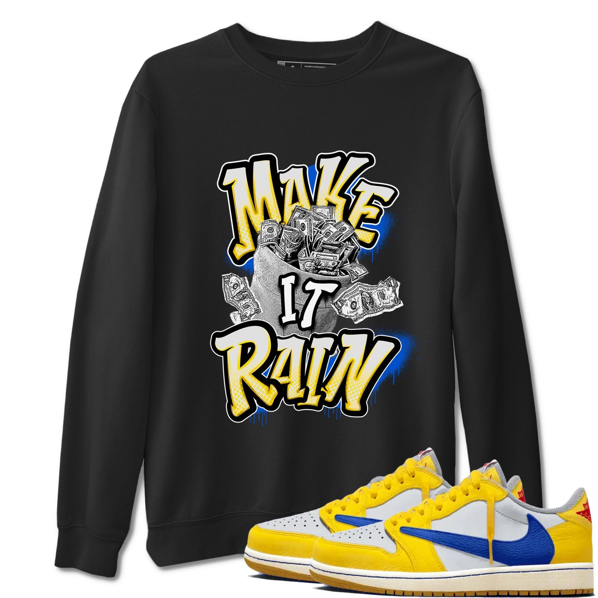 Make It Rain Money Sneaker Tees - Air Jordan 1 Travis Scott Canary