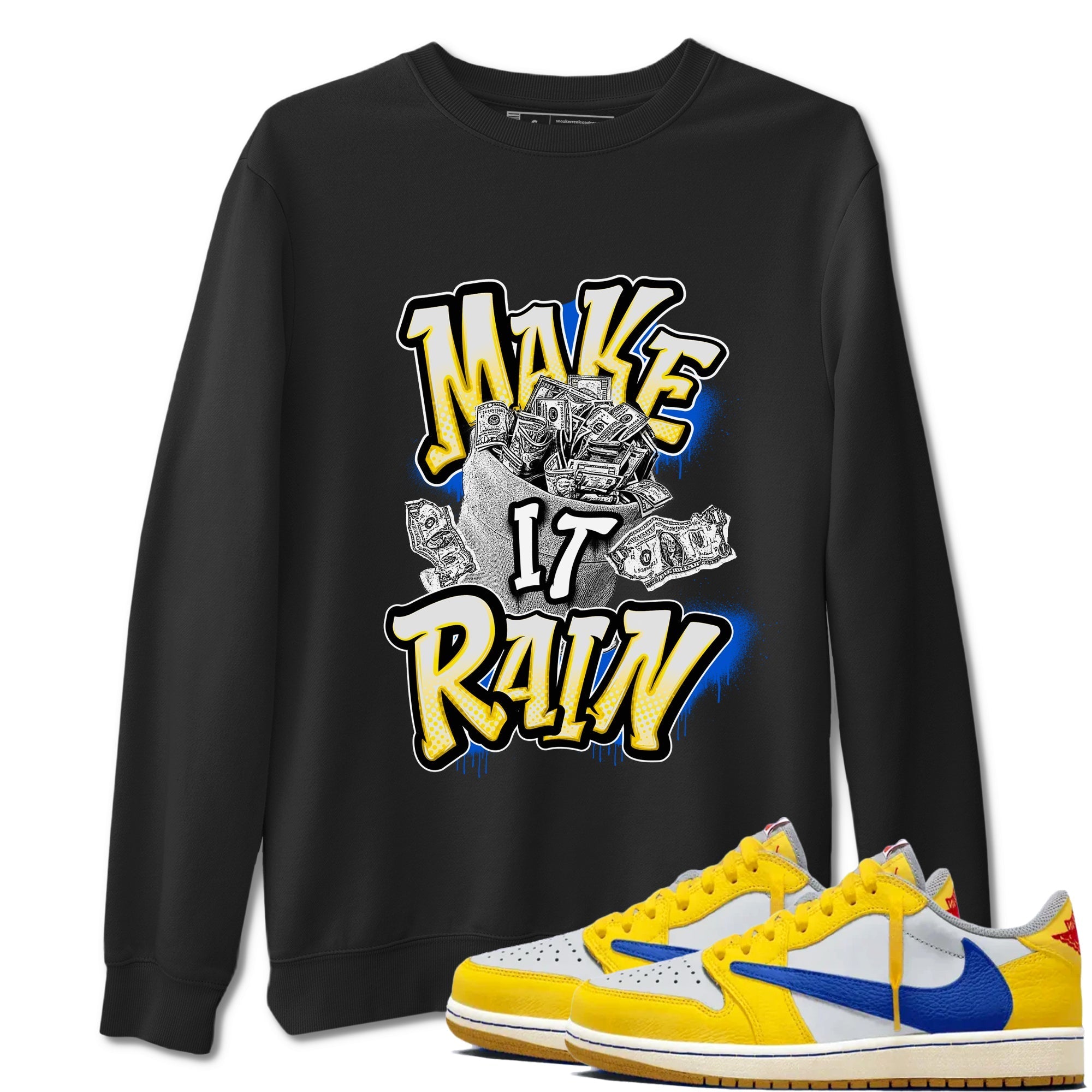 Make It Rain Money Sneaker Tees - Air Jordan 1 Travis Scott Canary