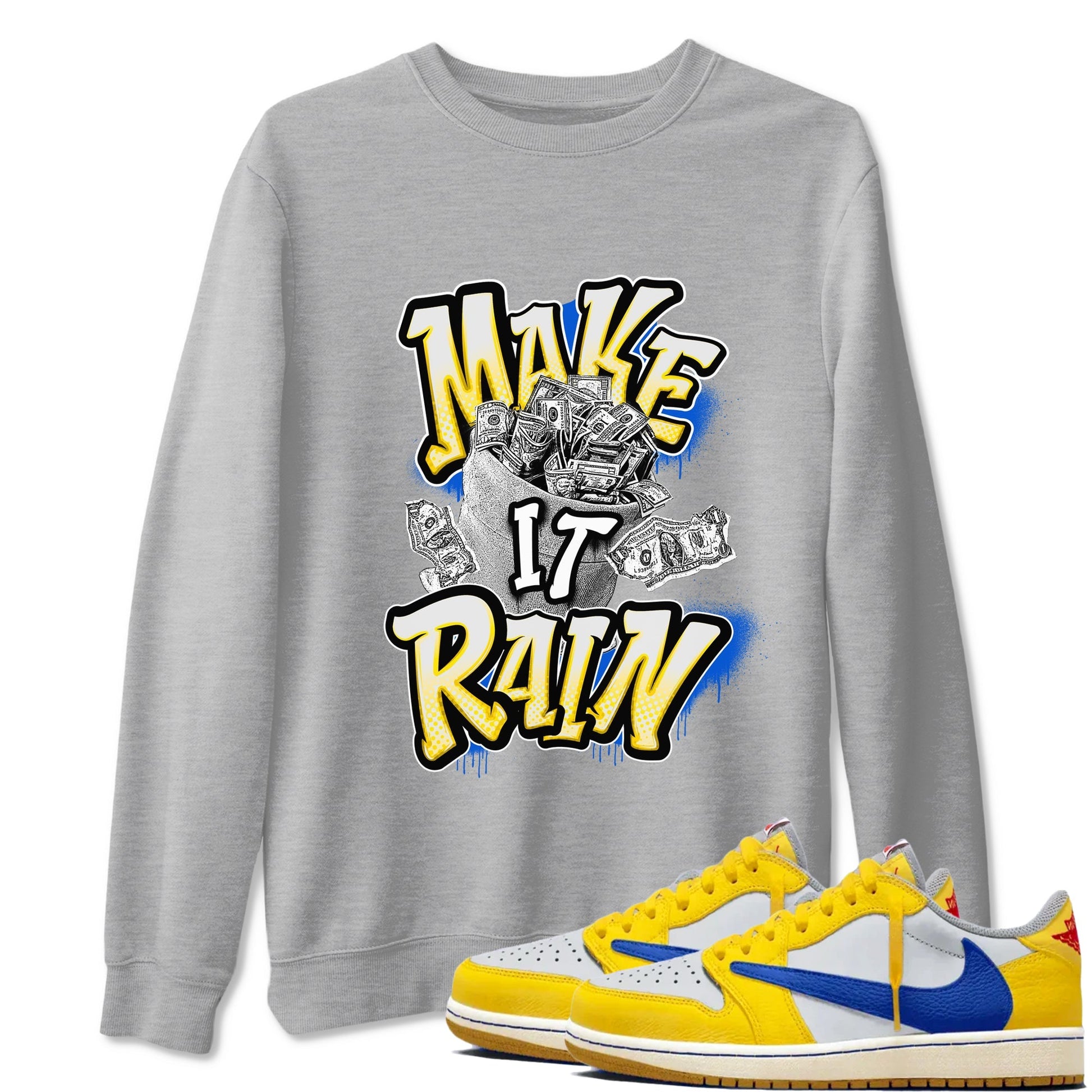 Make It Rain Money Sneaker Tees - Air Jordan 1 Travis Scott Canary
