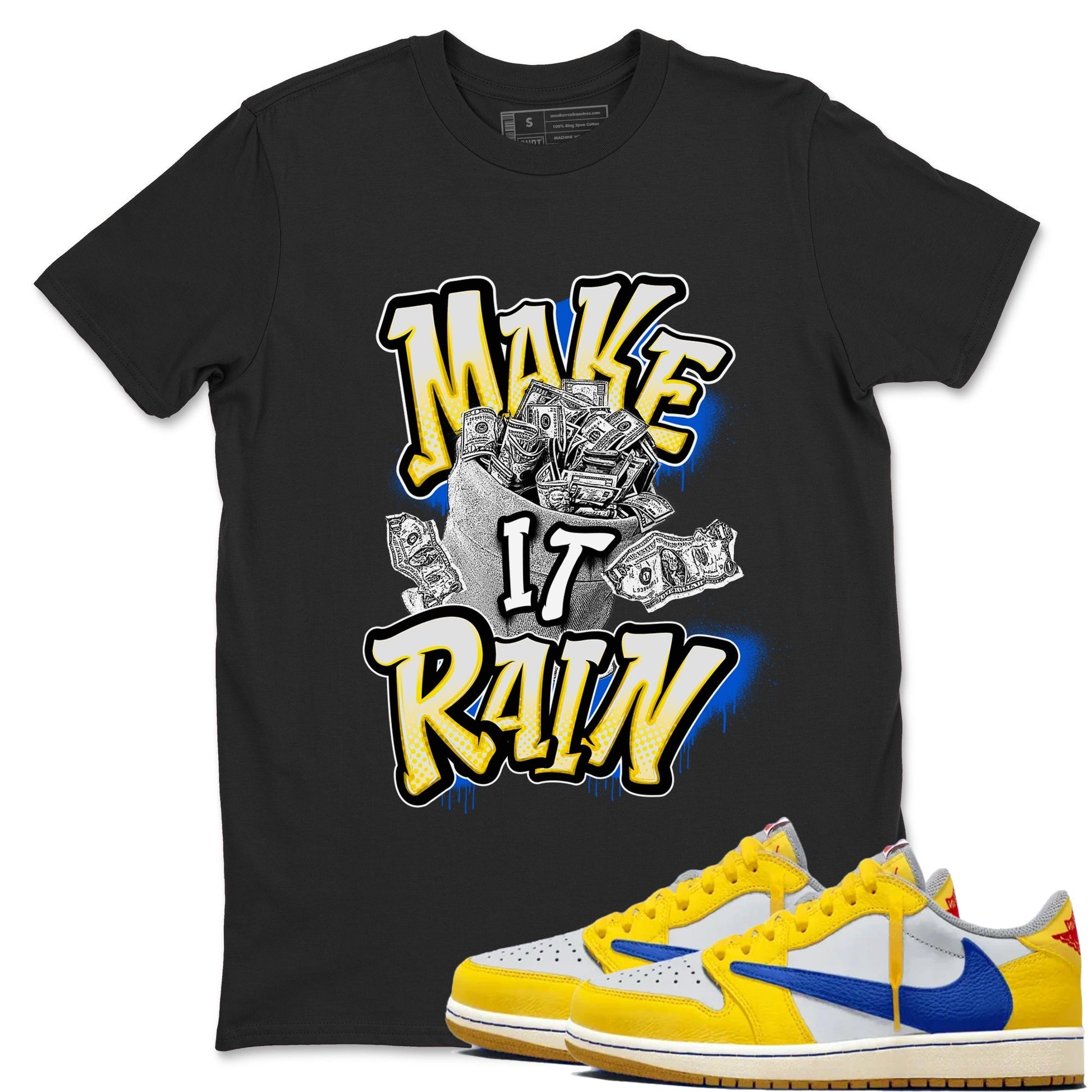 Make It Rain Money Sneaker Tees - Air Jordan 1 Travis Scott Canary