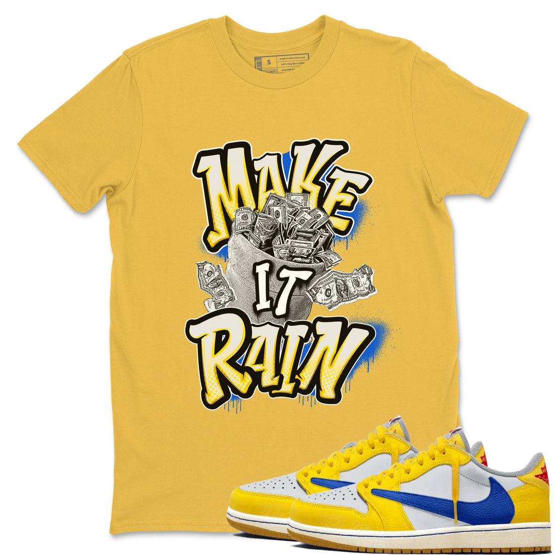 Make It Rain Money Sneaker Tees - Air Jordan 1 Travis Scott Canary