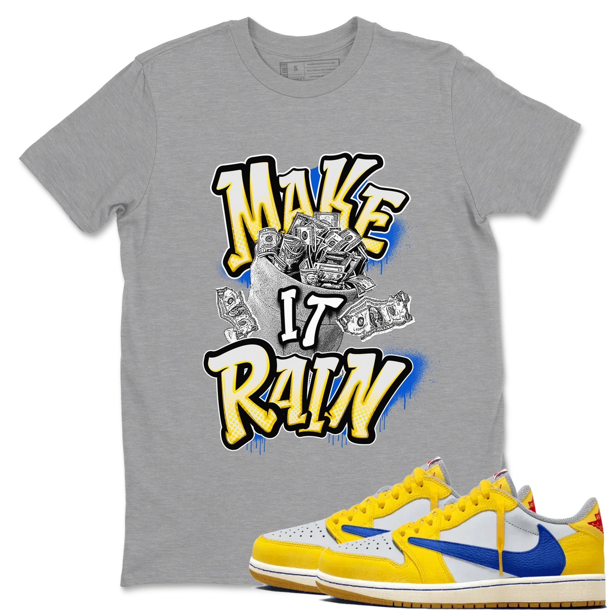 Make It Rain Money Sneaker Tees - Air Jordan 1 Travis Scott Canary