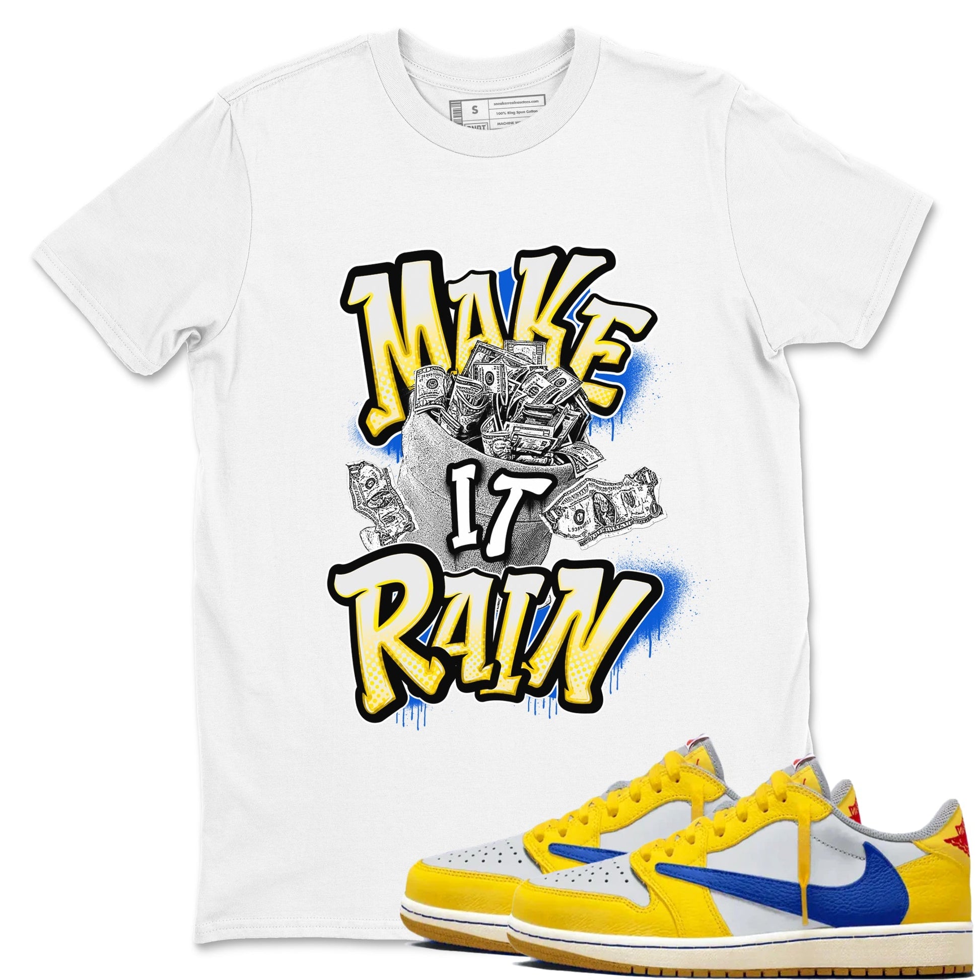 Make It Rain Money Sneaker Tees - Air Jordan 1 Travis Scott Canary