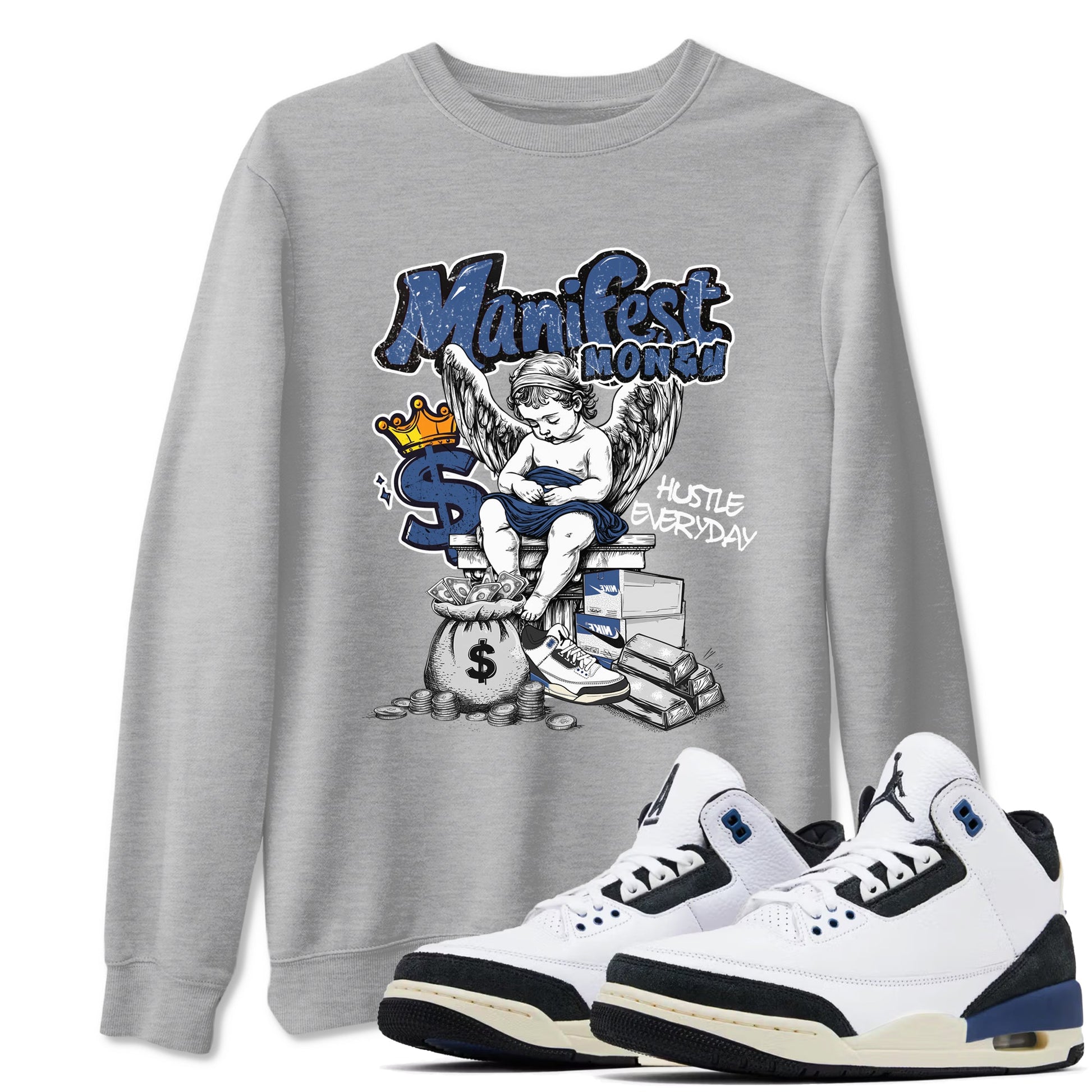 Manifest Money Sneaker Tees - Air Jordan 3 A Ma Maniere x Diffused Blue