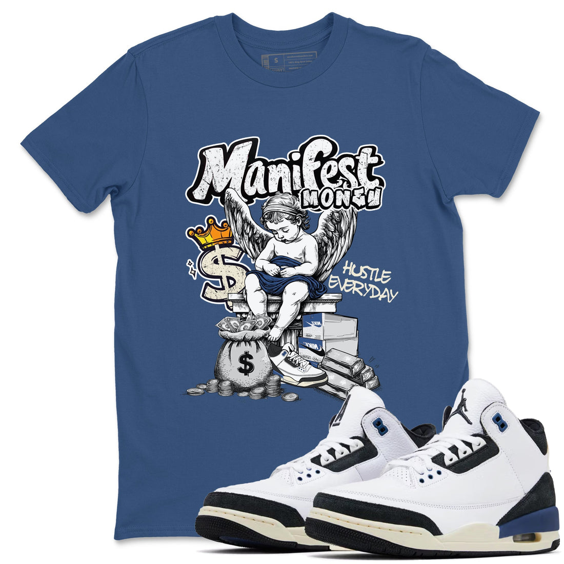 Manifest Money Sneaker Tees - Air Jordan 3 A Ma Maniere x Diffused Blue