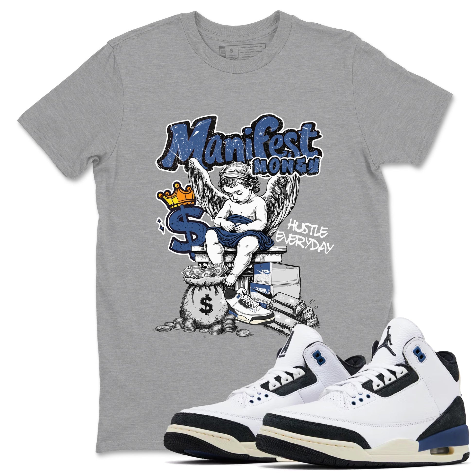 Manifest Money Sneaker Tees - Air Jordan 3 A Ma Maniere x Diffused Blue