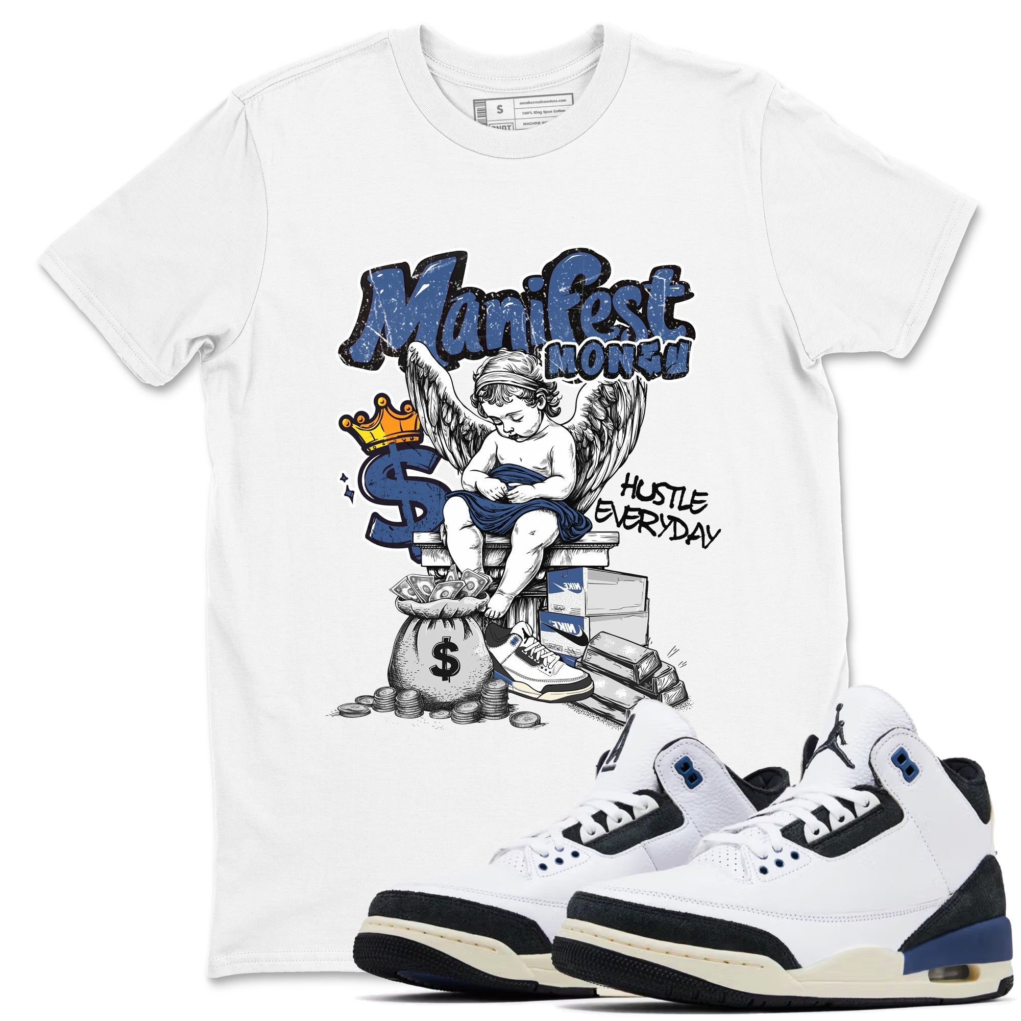 Manifest Money Sneaker Tees - Air Jordan 3 A Ma Maniere x Diffused Blue