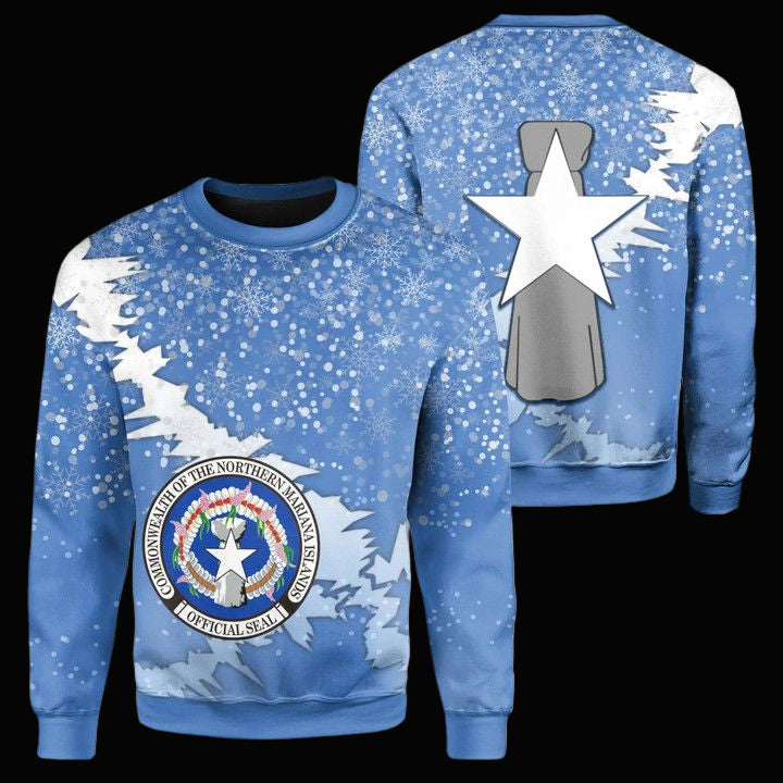 Mariana Islands Coat Of Arms Christmas Sweater ? Blue ? X Style ? J83 ? Usalast