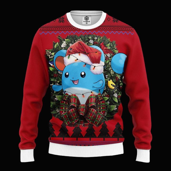 Marill Pokemon Noel Mc Ugly Christmas Sweater Thanksgiving Gift ? Usalast