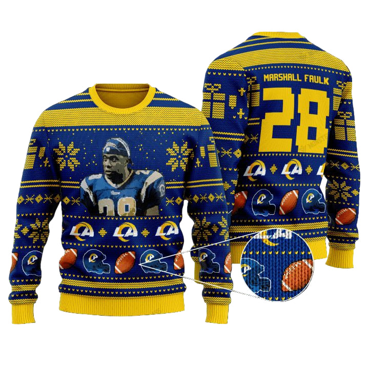 Marshall Faulk 28 Los Angeles Chargers Nfl Christmas Sweater ? Usalast