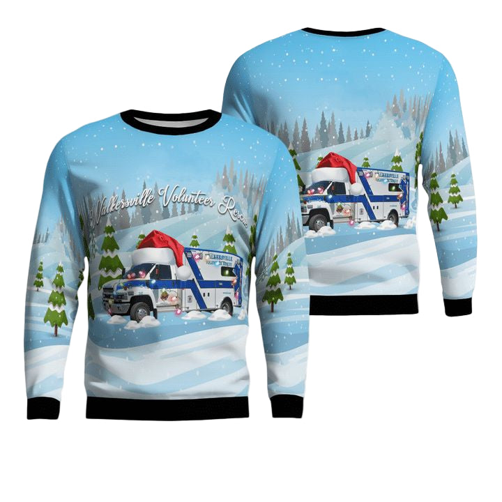 Maryland Walkersville Volunteer Rescue Christmas AOP Sweater ? Usalast