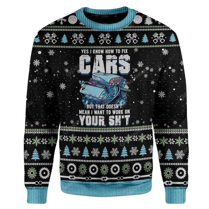 Mechanic I Know To Fix Cars Custom Apparel Unisex 3D Ugly Christmas Sweater ? Usalast