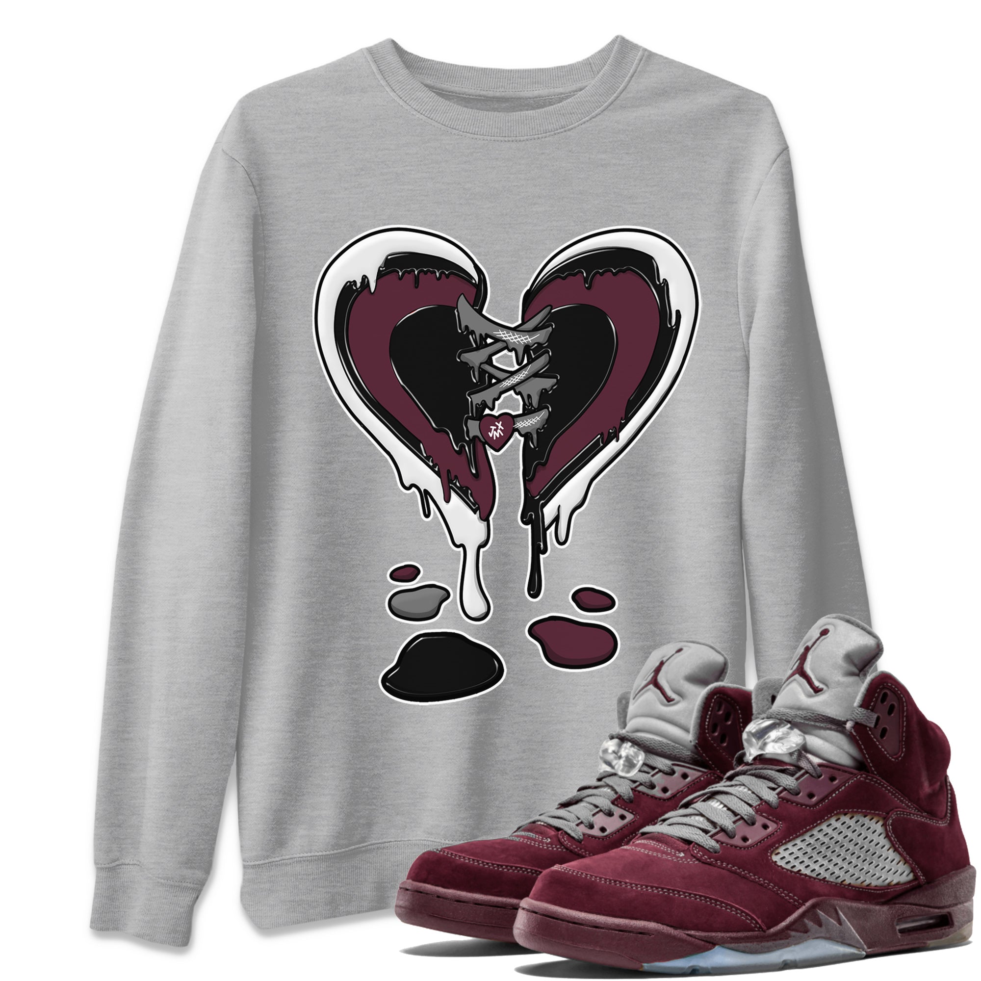 Melting Heart Unisex Tops - Air Jordan 5 Burgundy
