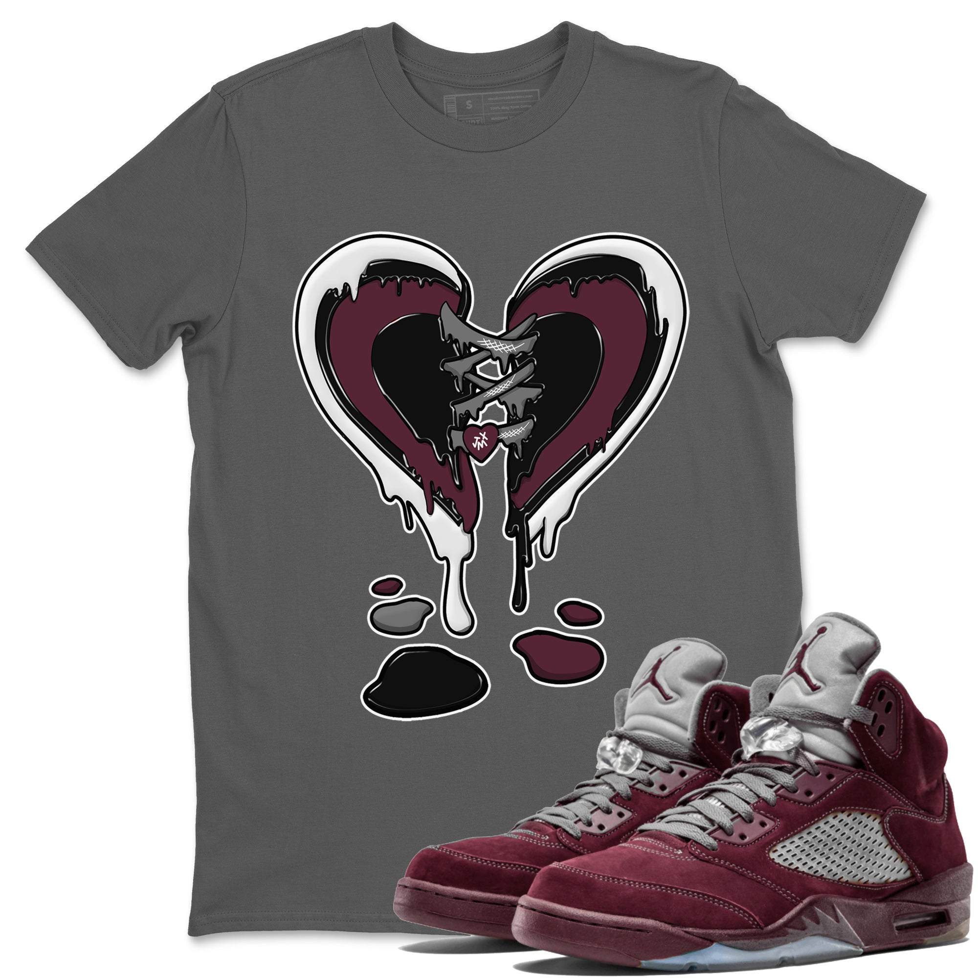 Melting Heart Unisex Tops - Air Jordan 5 Burgundy