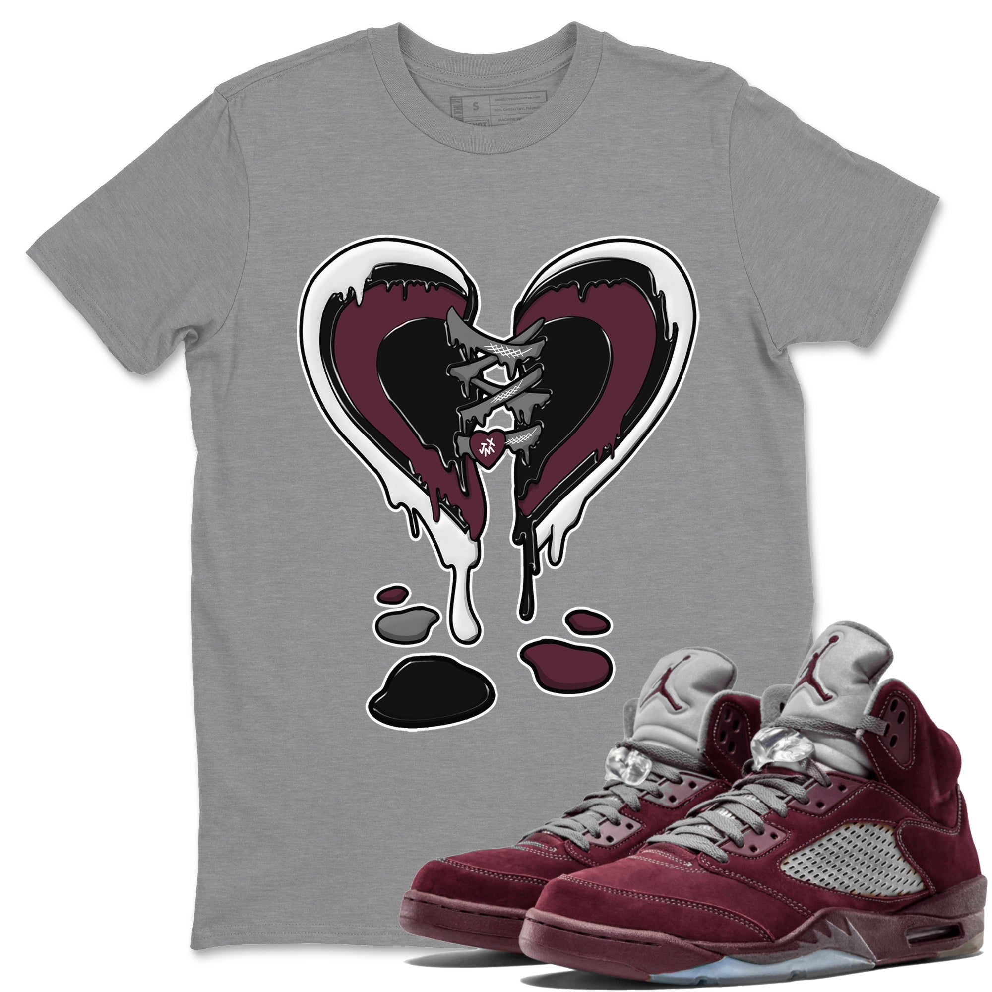 Melting Heart Unisex Tops - Air Jordan 5 Burgundy