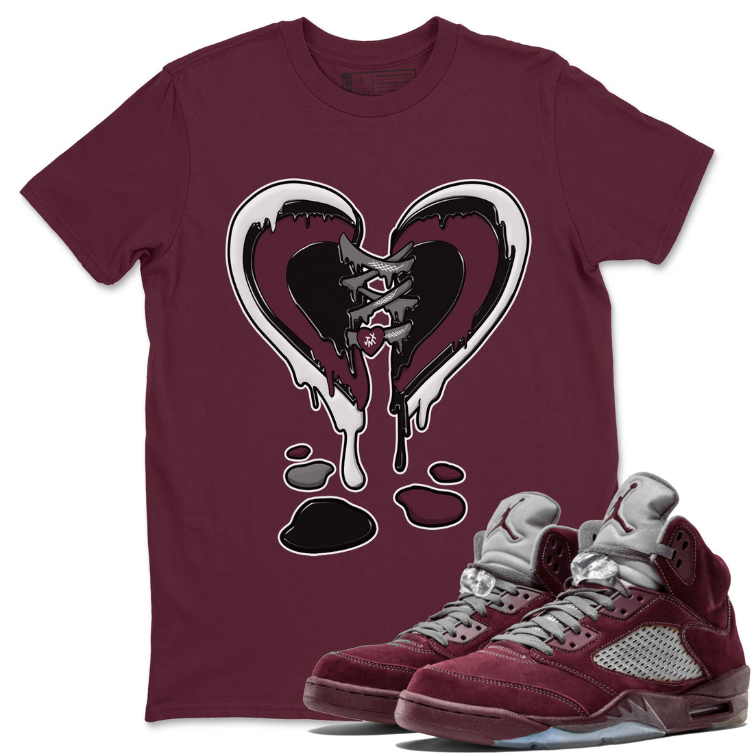 Melting Heart Unisex Tops - Air Jordan 5 Burgundy