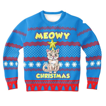 Meowy Meowy Catmas For Her Funny Cats Kitty 3d Ugly Christmas Sweater ? Usalast