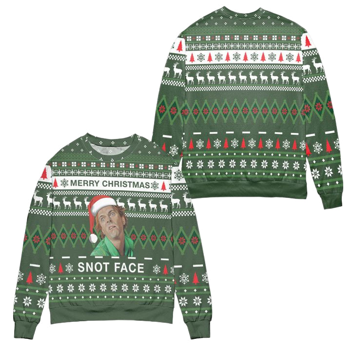 Merry Christmas Snot Face Drop Dead Fred Ugly Christmas Sweater ? Green ? Usalast