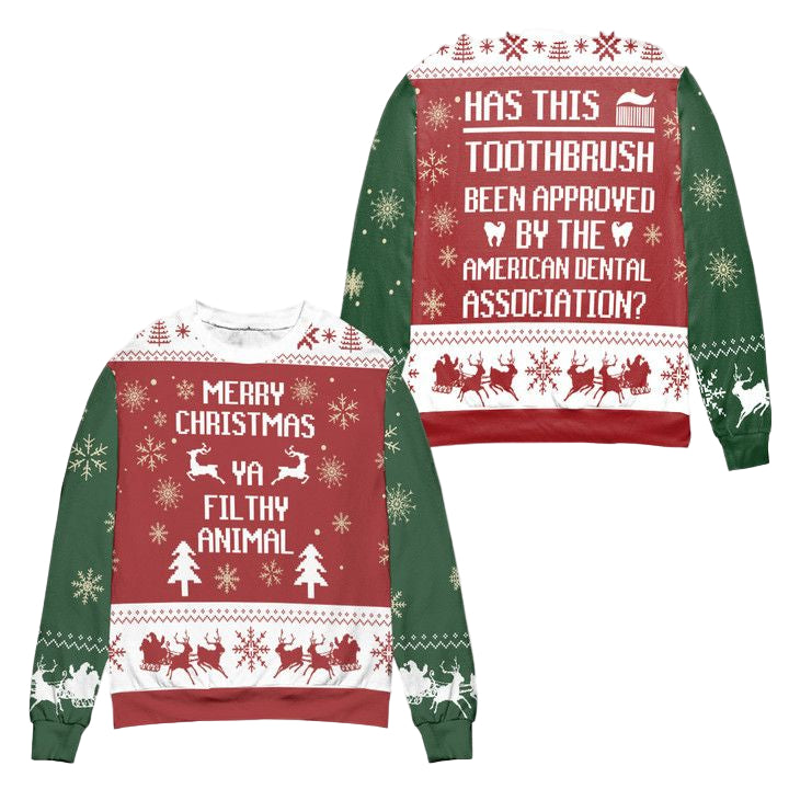 Merry Christmas Ya Filthy Animal Ugly Christmas Sweater ? Red ? Usalast