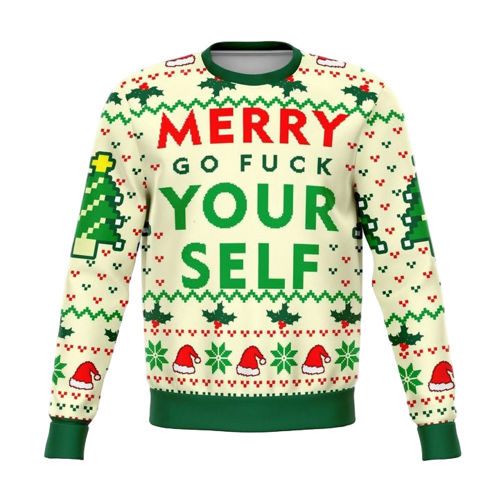 Merry Go F Yourself Funny Meme 2022 Design 3d Ugly Christmas Sweater ? Usalast