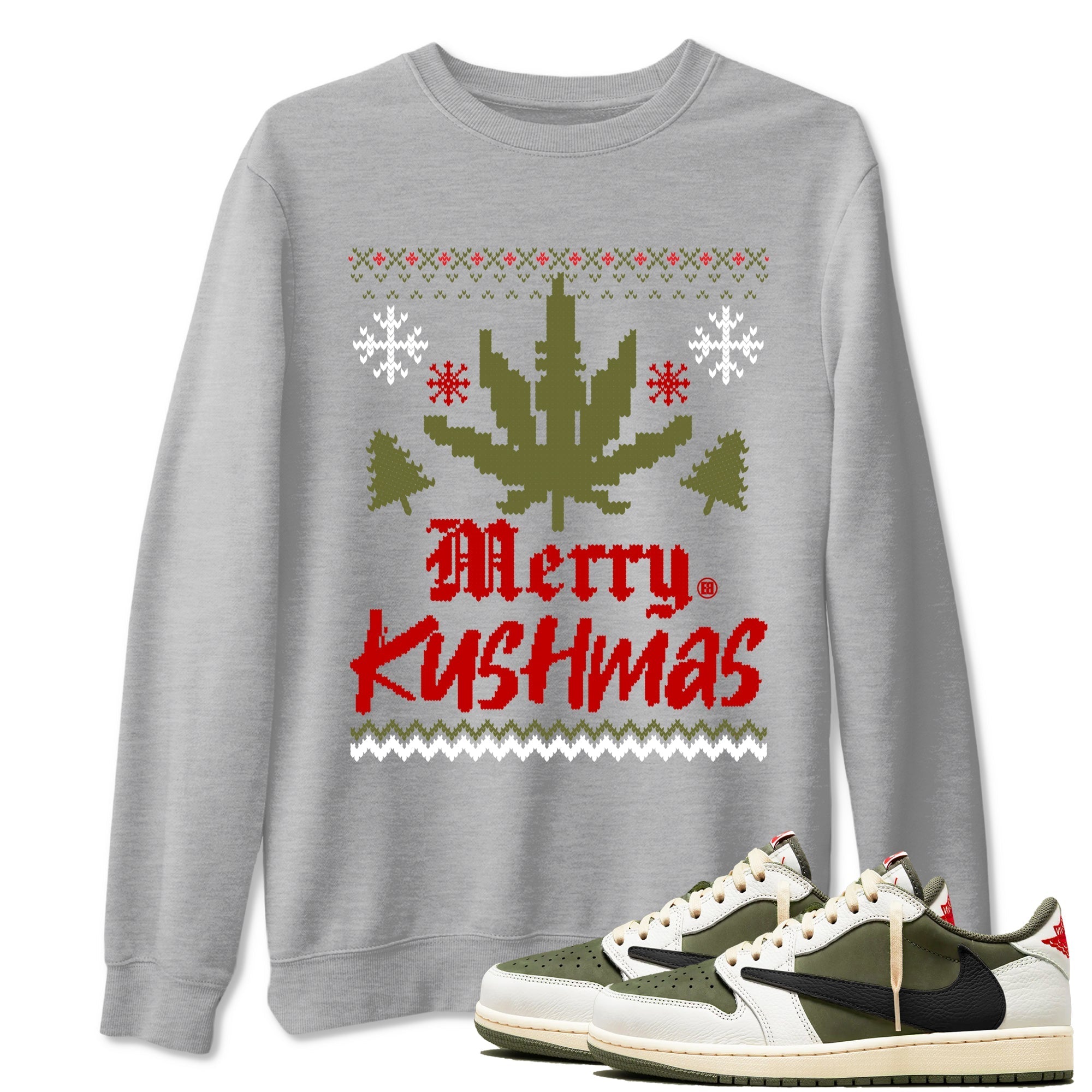 Merry Kushmas Sneaker Tees - Air Jordan 1 Travis Scott Medium Olive
