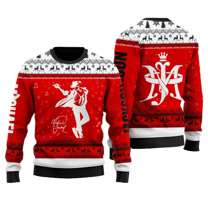 Michael Jackson Red & White Faux Wool Sweater ? Usalast