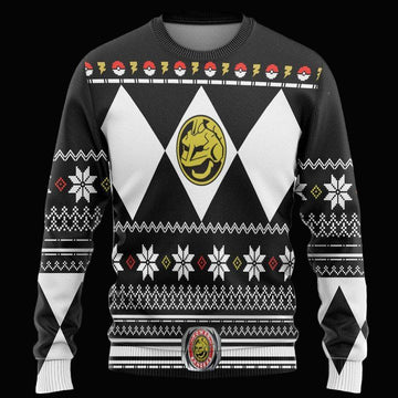Mighty Morphin Black Power Ranger Pokemon Onix Christmas Sweater ? Usalast